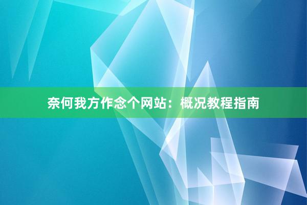 奈何我方作念个网站：概况教程指南